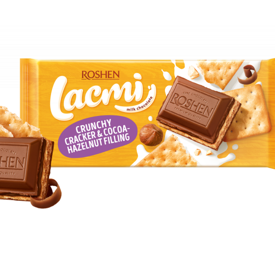 Lacmi cu lapte, cracker si umplutură de alune si ciocolata 90g