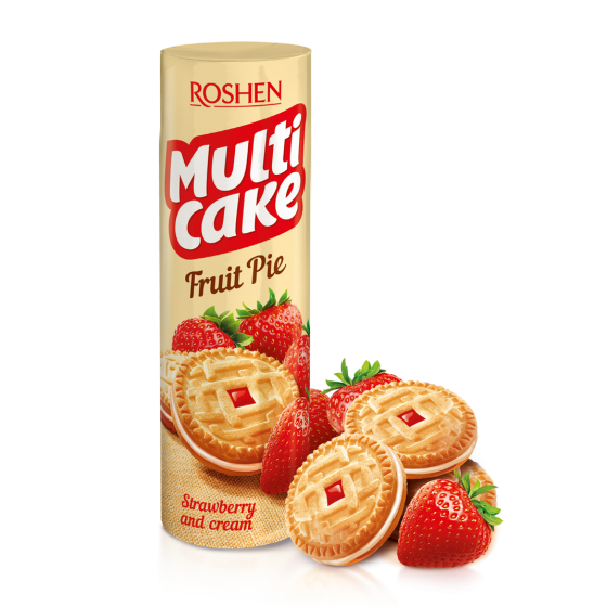 Biscuiti Roshen Multicake umplutura capsuni 195g