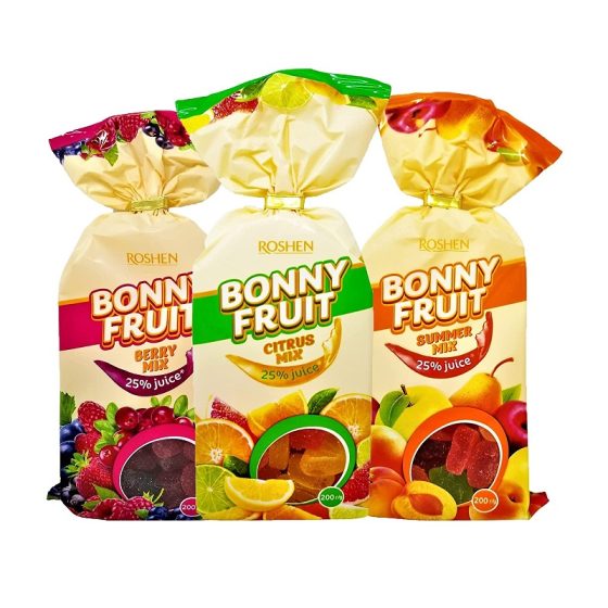 Roshen Bonnie Fruit Citrus mix, Summer mix, Fructe padure 200g