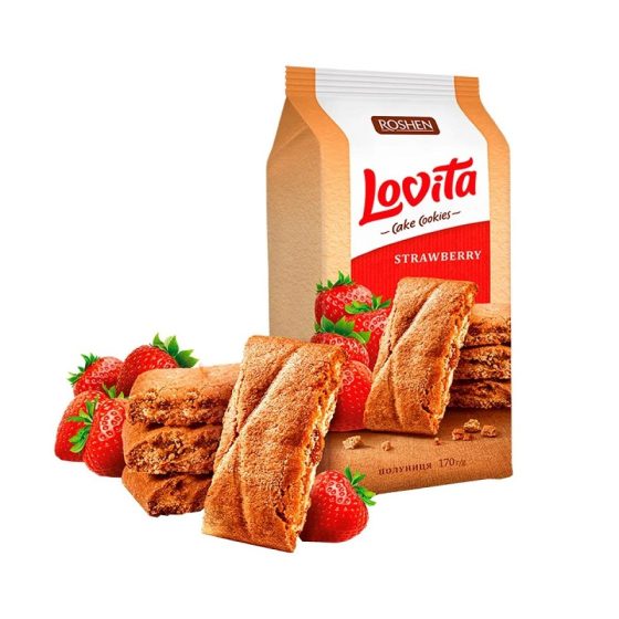 Biscuiti Roshen Lovita Capsuni 168g
