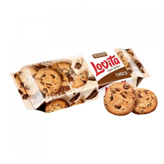 Biscuiti Roshen Lovita cu bucati de glazura ciocolata 150g