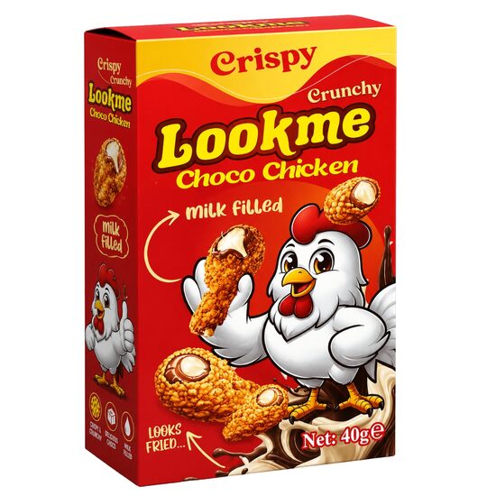 Lookme Choco Chicken Crispy 40g – Snack Crocant cu Cremă de Lapte