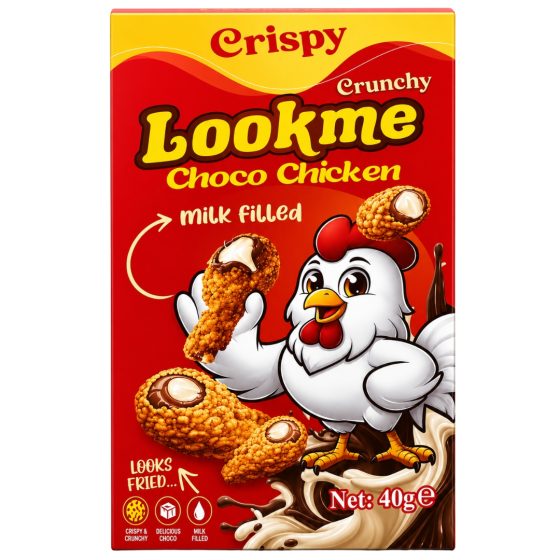 Lookme Choco Chicken Crispy 40g – Snack Crocant cu Cremă de Lapte